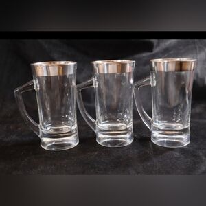 Vintage Dorothy Thorpe ~3~ Sterling Silver Banded Beer Mug, Stein, Glasses